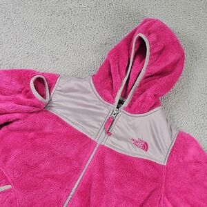 The North Face Jacket Girls Youth 10/12 Pink Fleece Hooded Full Zip Colorblock